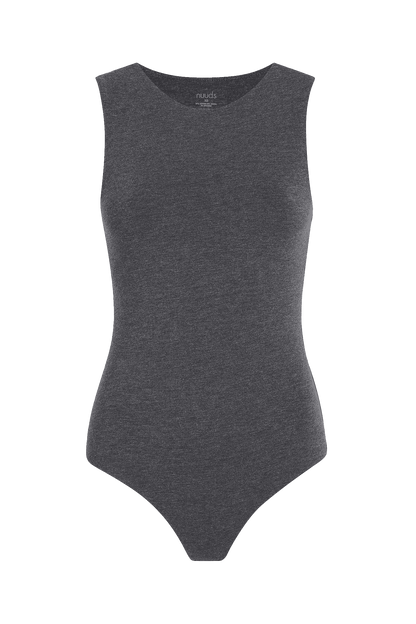 Cotton Stretch Classic Crewneck Tank Bodysuit | Heather Charcoal