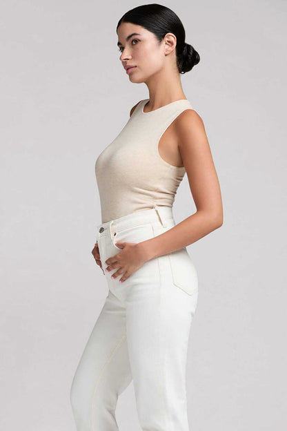 Cotton Stretch Classic Crewneck Tank Bodysuit | Heather Bone