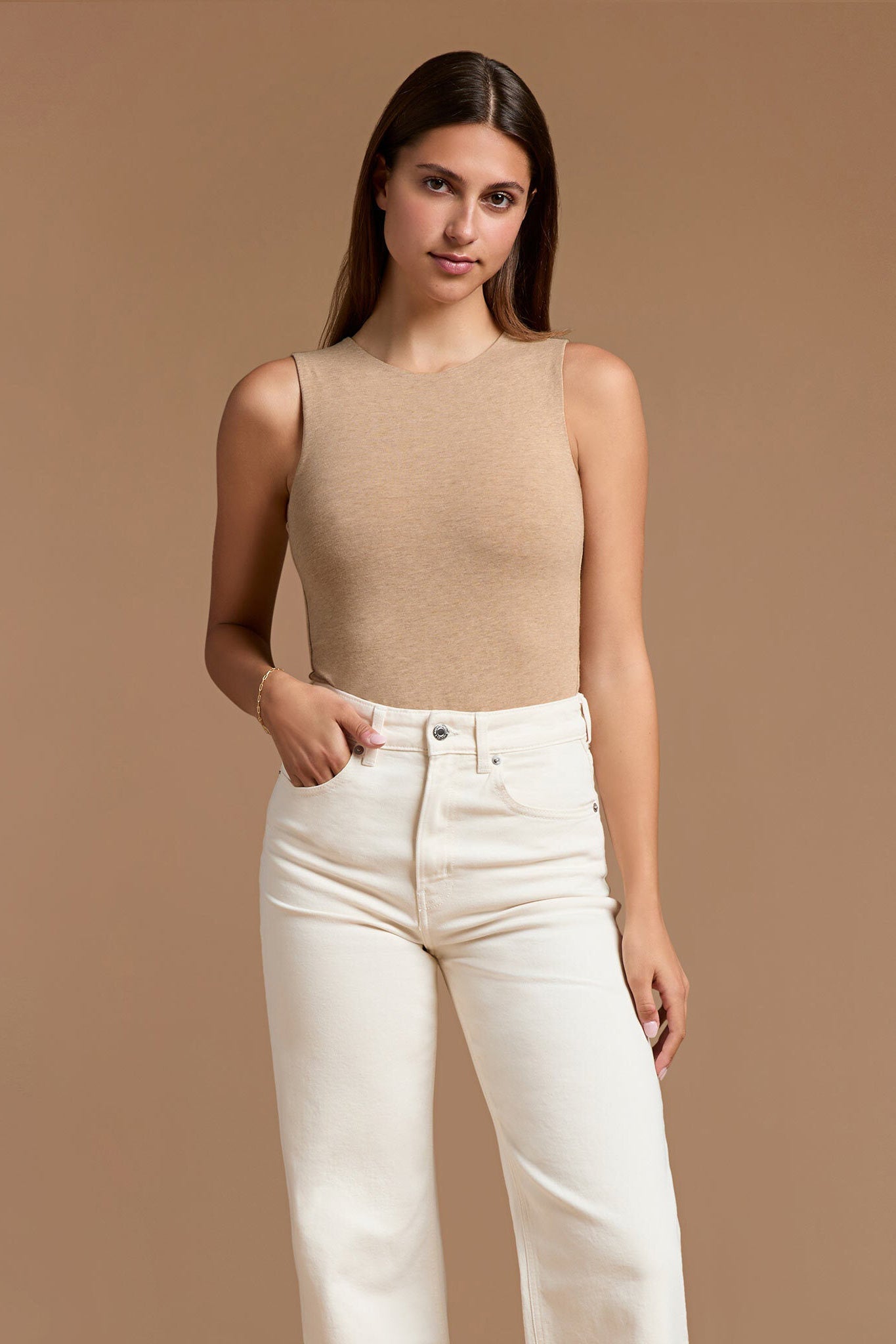 Cotton Stretch Classic Crewneck Tank Bodysuit