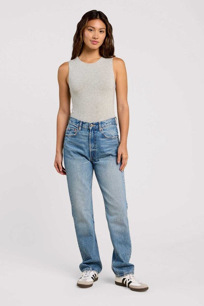 Cotton Stretch Classic Crewneck Tank Bodysuit | Heather Grey