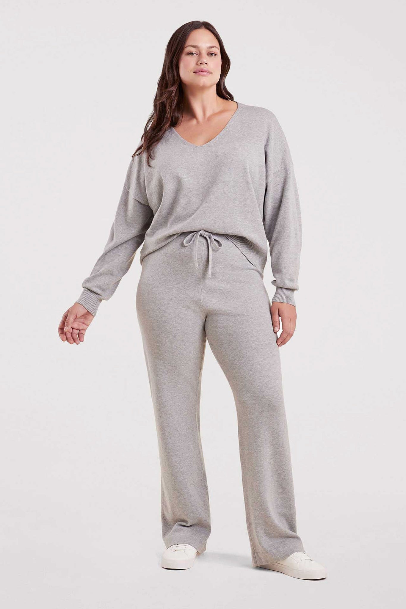 Luxe Knit Wide Leg Pant | Heather Grey