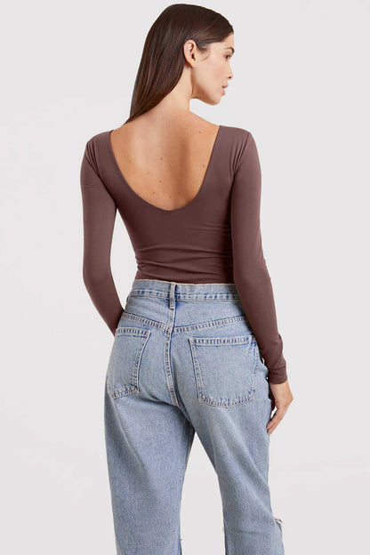 Open Back Bodysuit | Coffee
