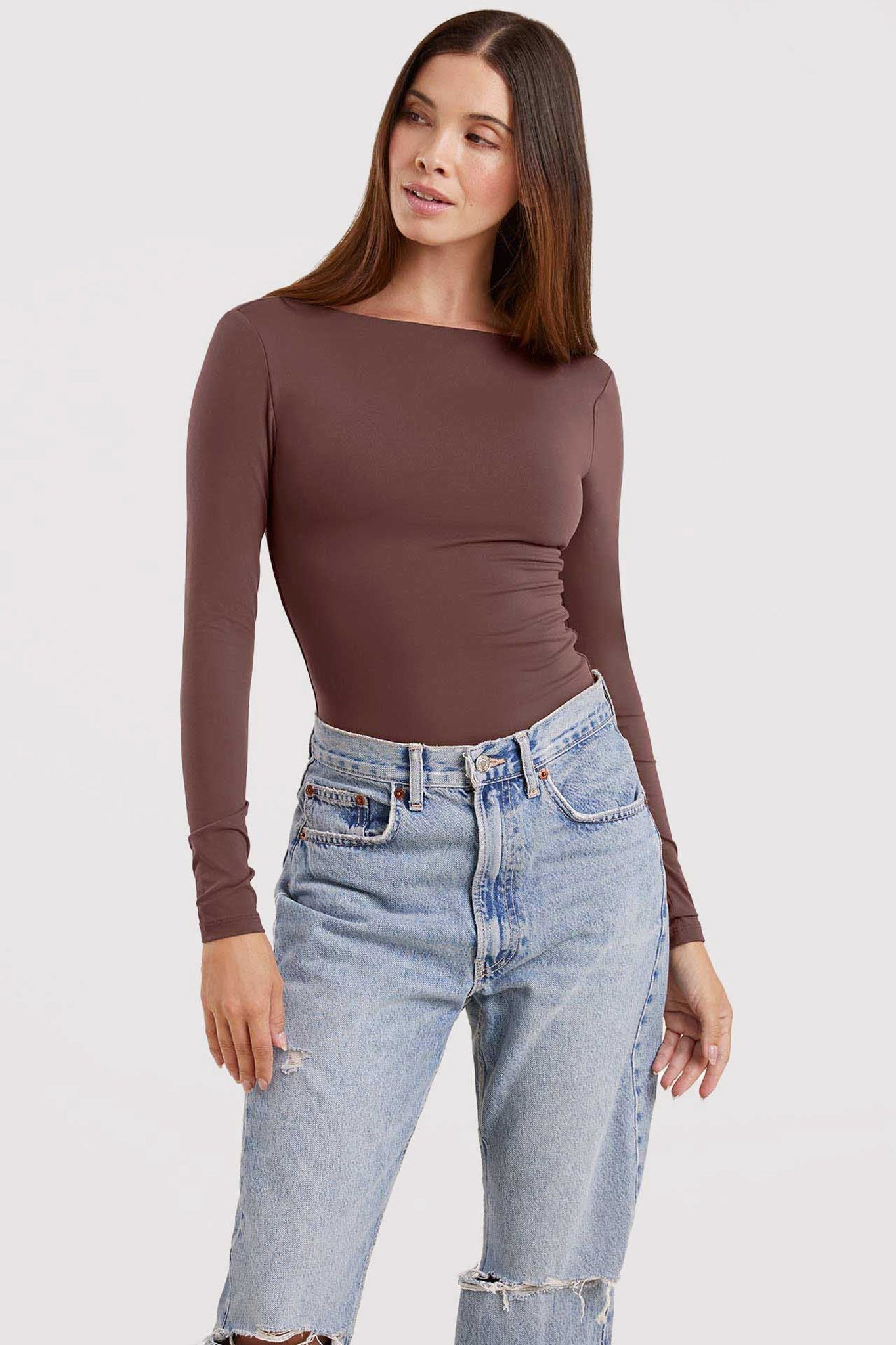 Open Back Bodysuit | Coffee