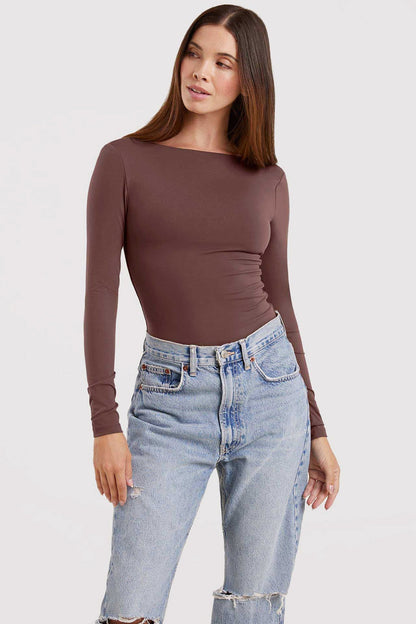 Open Back Bodysuit | Coffee