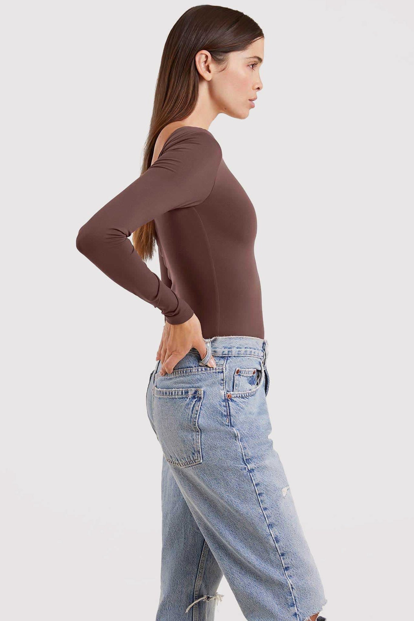 Open Back Bodysuit | Coffee