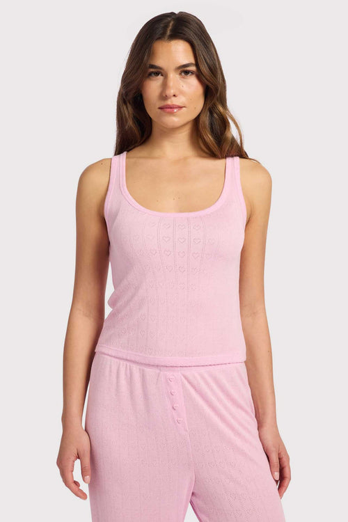 Heart Pointelle Pajama Scoop Tank | Bon Bon