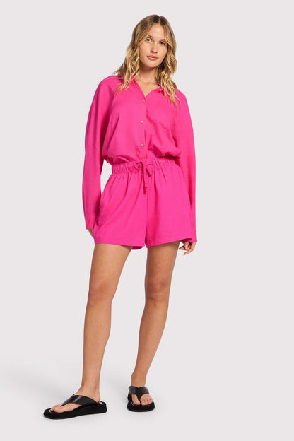 Linen Beach Short | Fuchsia