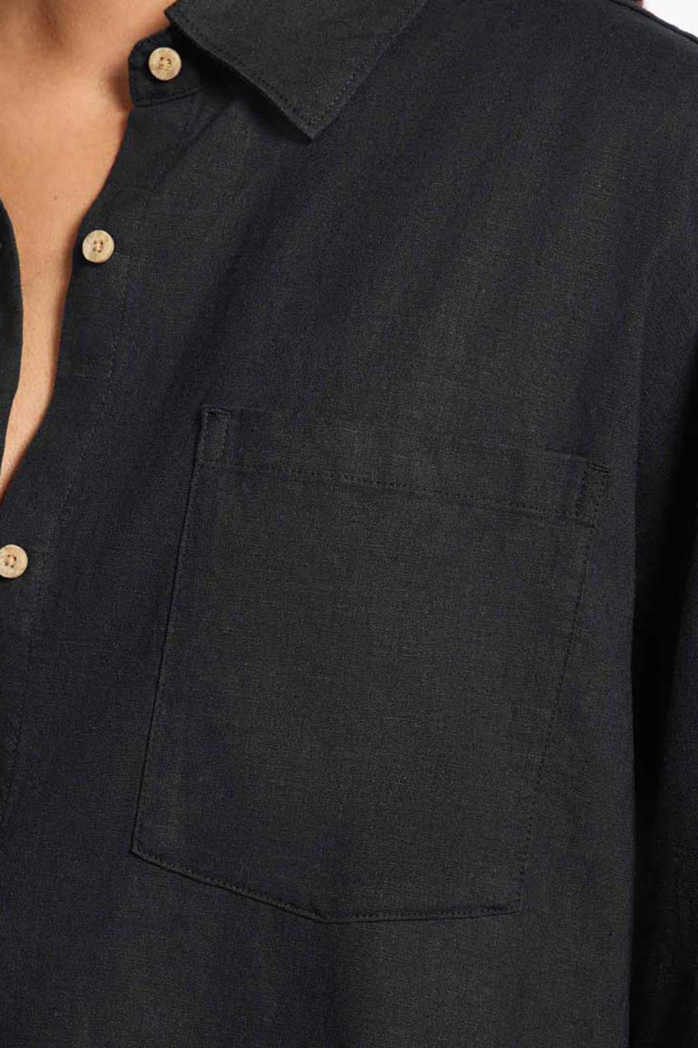 Linen Boyfriend Shirt | Black
