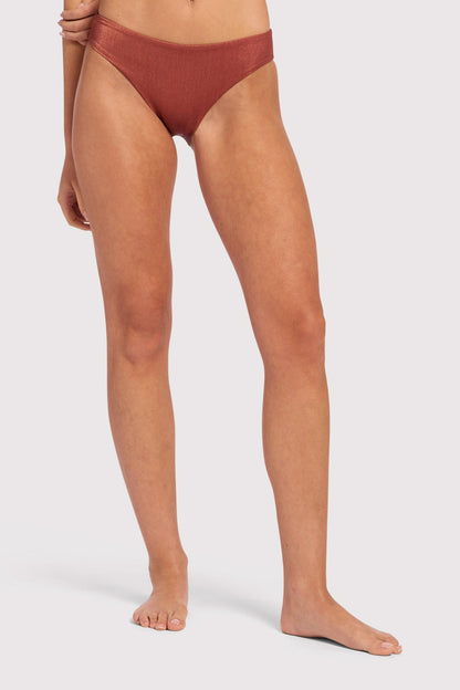 Shimmer Low Waist Bikini Bottom | Scarlet