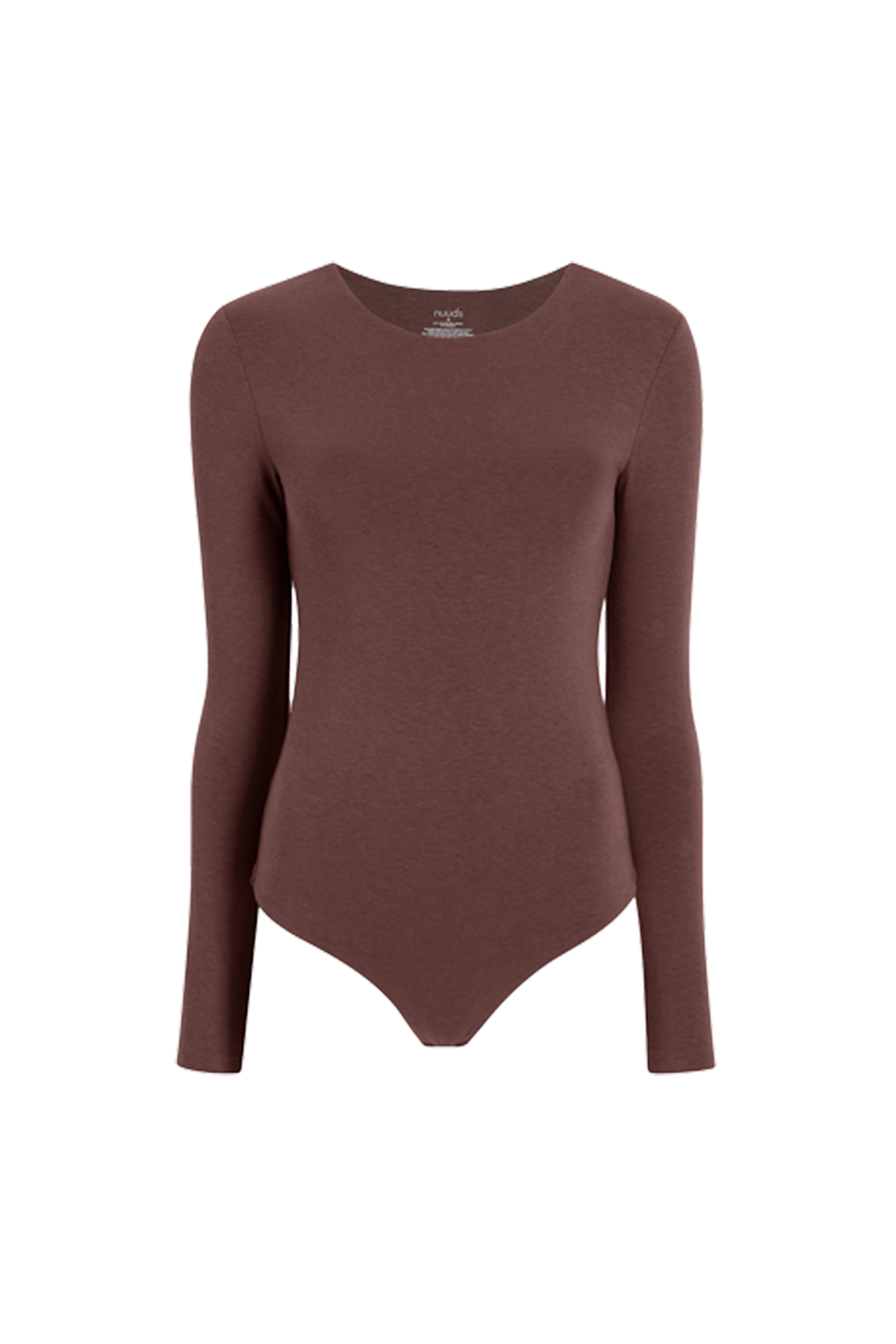 Cotton Stretch Long Sleeve Crewneck Bodysuit | Coffee