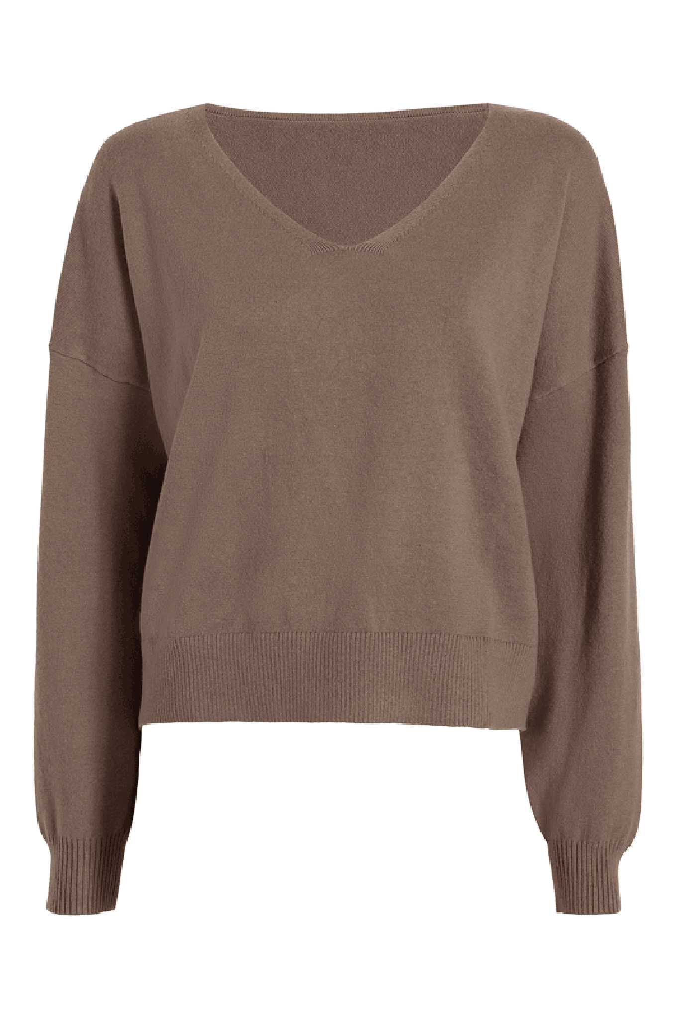 Luxe Knit V-Neck Sweater | Mocha