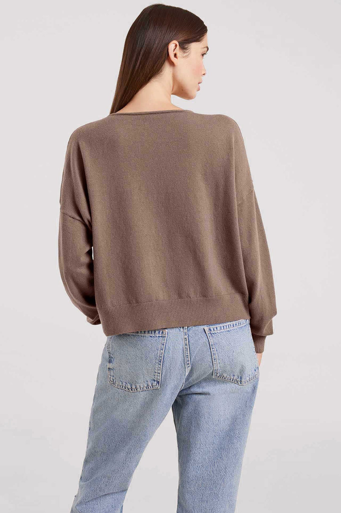 Luxe Knit V-Neck Sweater | Mocha