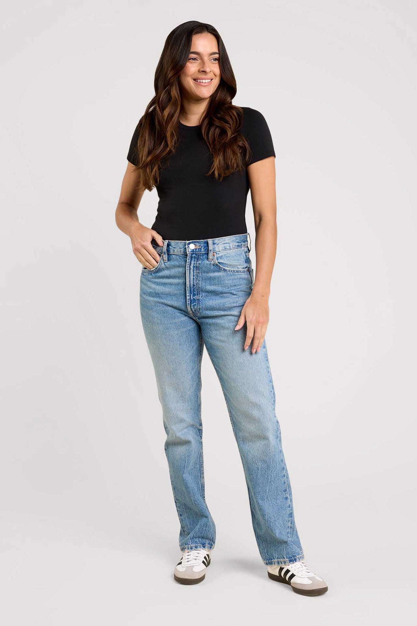 Cotton Stretch Short Sleeve Crewneck Bodysuit | Black