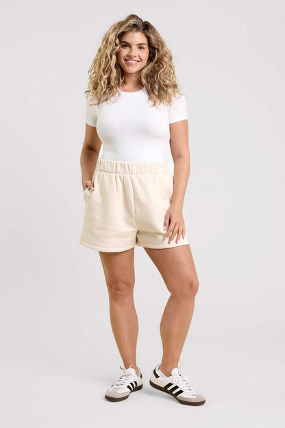 Cotton Stretch Short Sleeve Crewneck Bodysuit | White