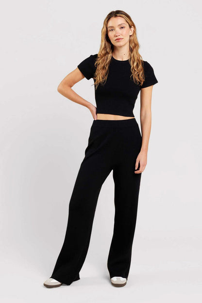 Ribbed Sweater Wide Leg Pant