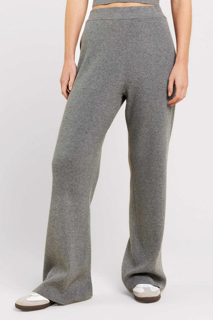 Ribbed Sweater Wide Leg Pant | Charcoal