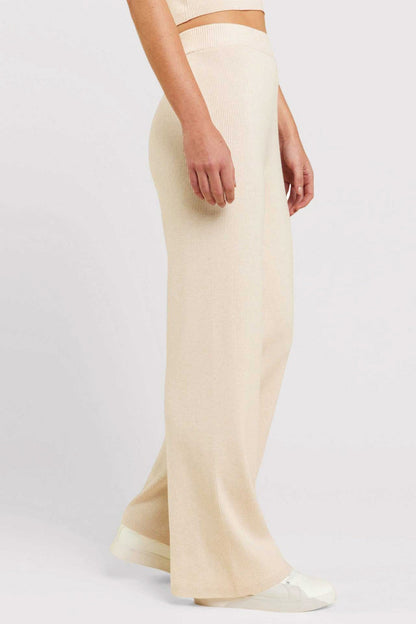 Ribbed Sweater Wide Leg Pant | Heather Bone