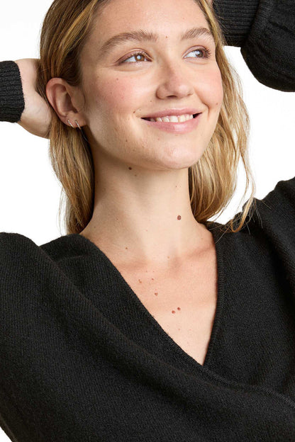 Cozy Knit Wrap Sweater | Black
