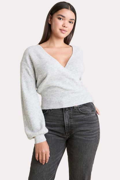 Cozy Knit Wrap Sweater | Heather Grey