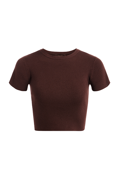 Ribbed Sweater Baby Tee | Coffee