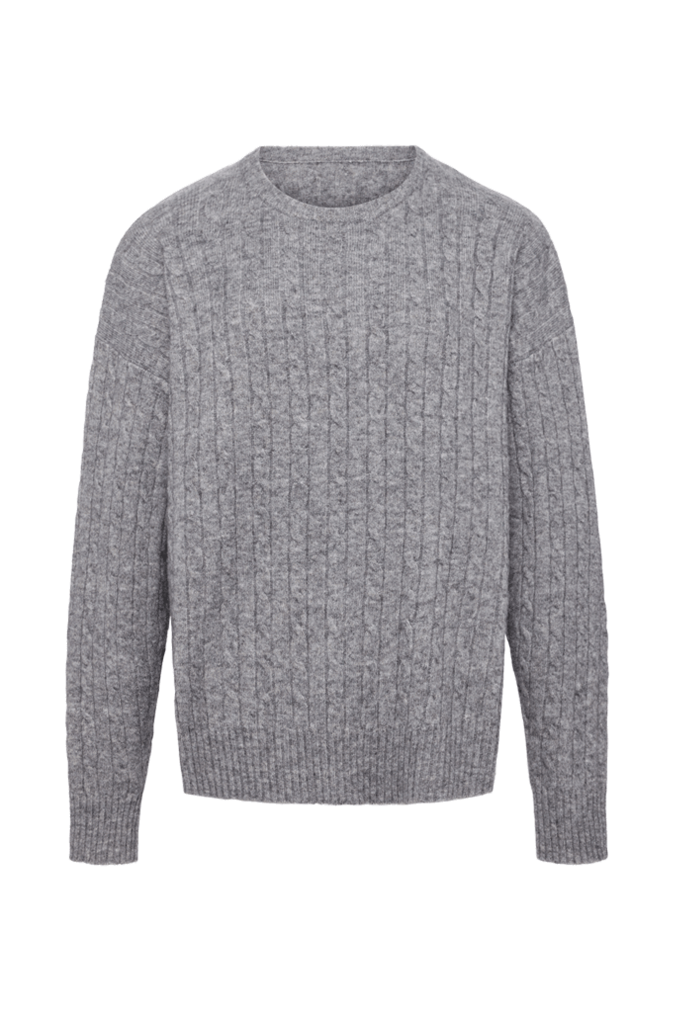 Cozy Knit Cable Crewneck Sweater | Charcoal