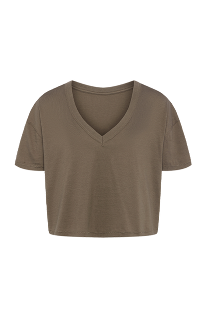 Boxy V-Neck Tee | Mocha