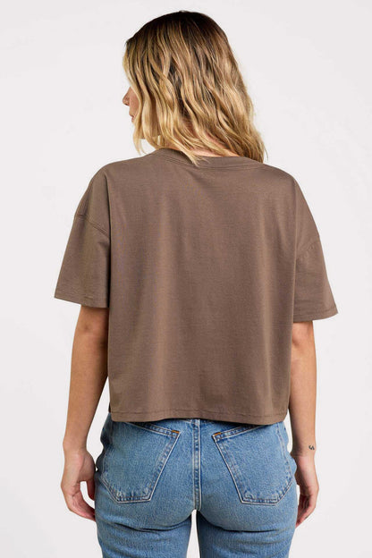 Boxy V-Neck Tee | Mocha