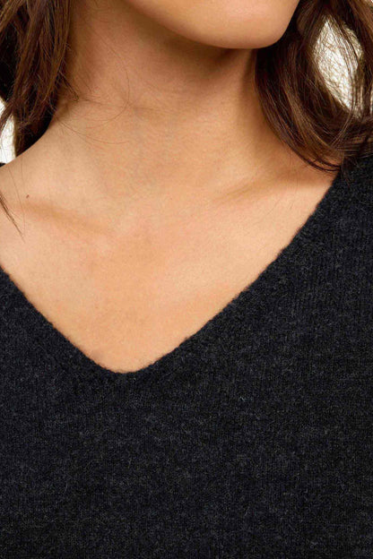 Cozy Knit V-Neck Sweater | Black
