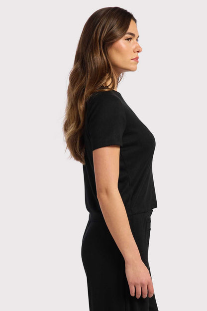 Heart Pointelle Pajama Tee | Black