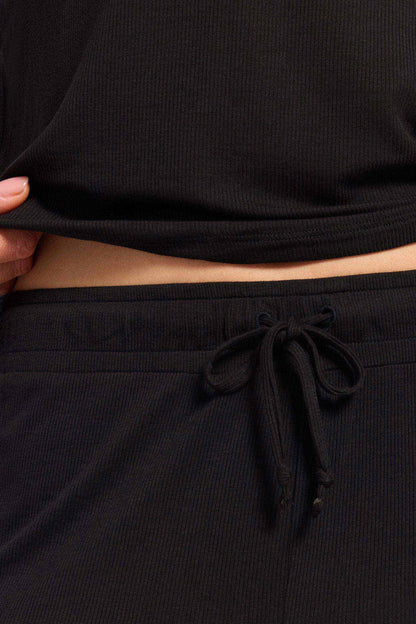 Ribbed Pajama Set | Black