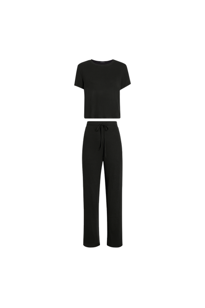 Ribbed Pajama Set | Black