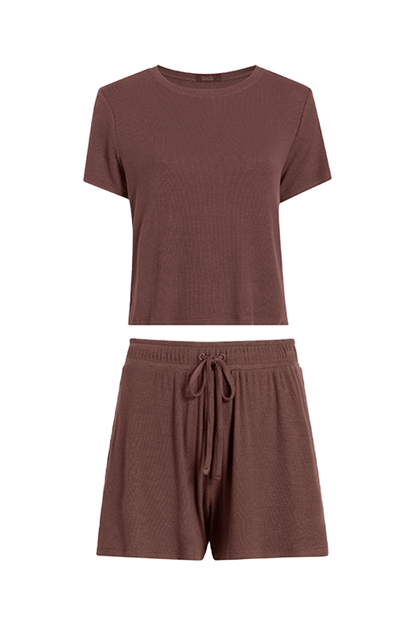Ribbed Pajama Short Set | Coffee
