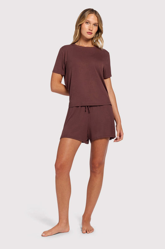 Ribbed Pajama Short Set | Coffee