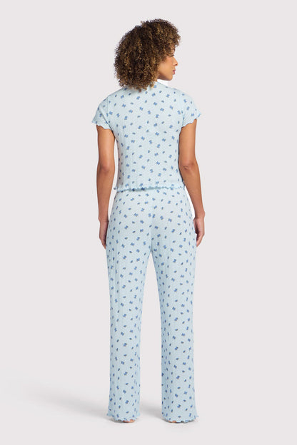 Pointelle Pajama Pant Set | Ditsy Blue
