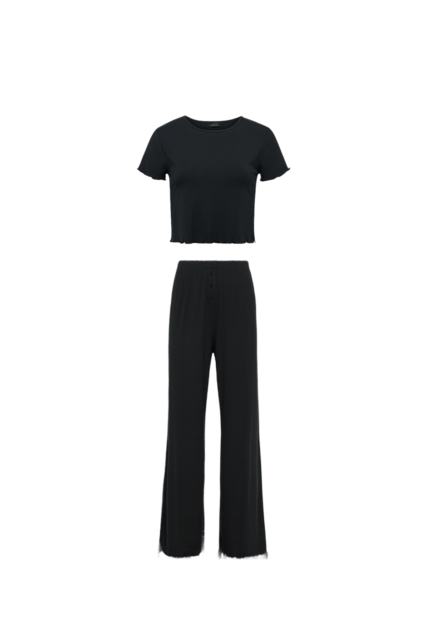 Mini Rib Pajama Set | Black