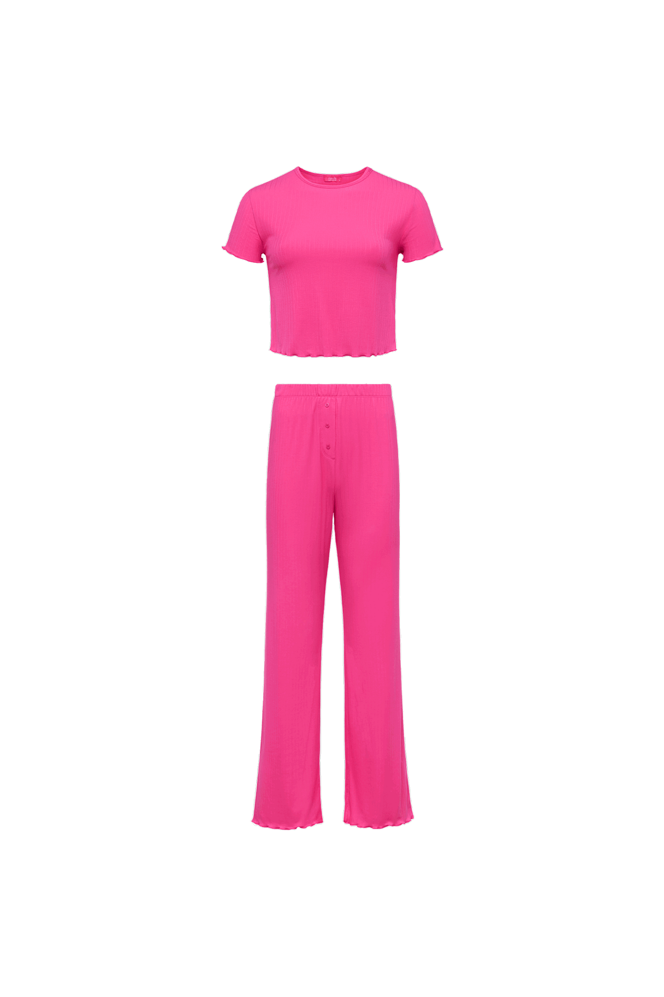 Mini Rib Pajama Set | Fuchsia