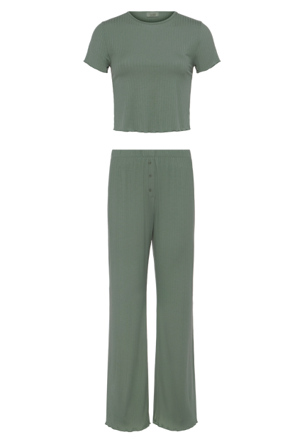 Mini Rib Pajama Set | Agave