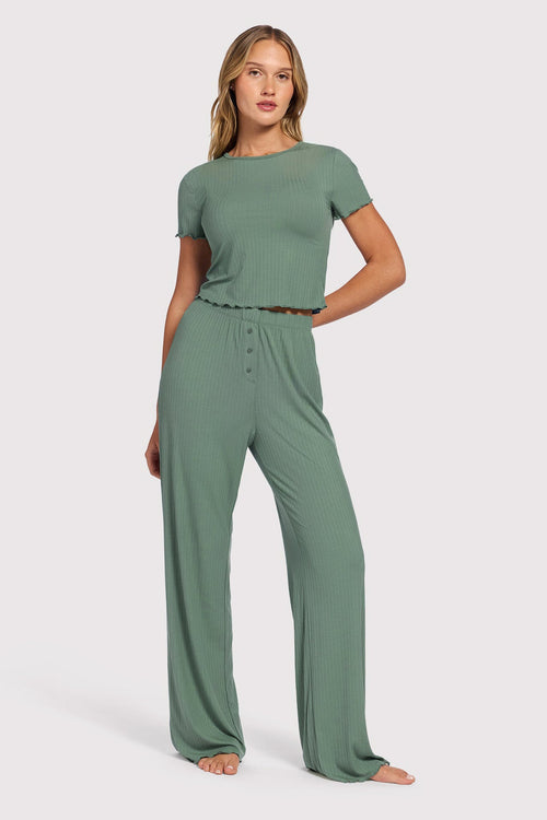 Mini Rib Pajama Set | Agave