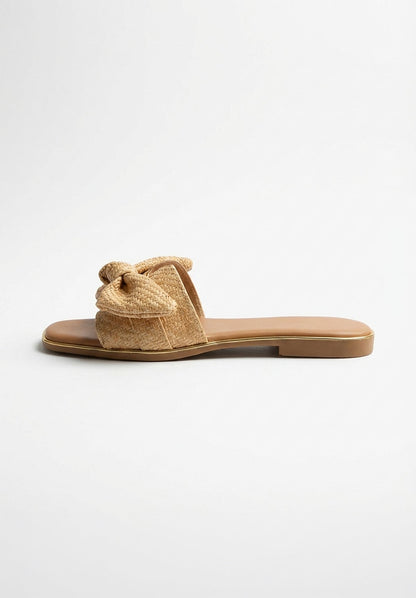Belle Of The Bow Beige Embellished Sandals