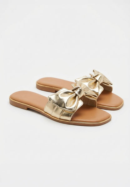 Belle Of The Bow Gold Embellished Sandals