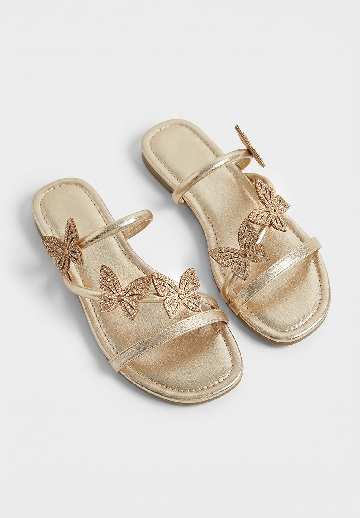 Butterfly Dreaming Gold Strappy Sandals