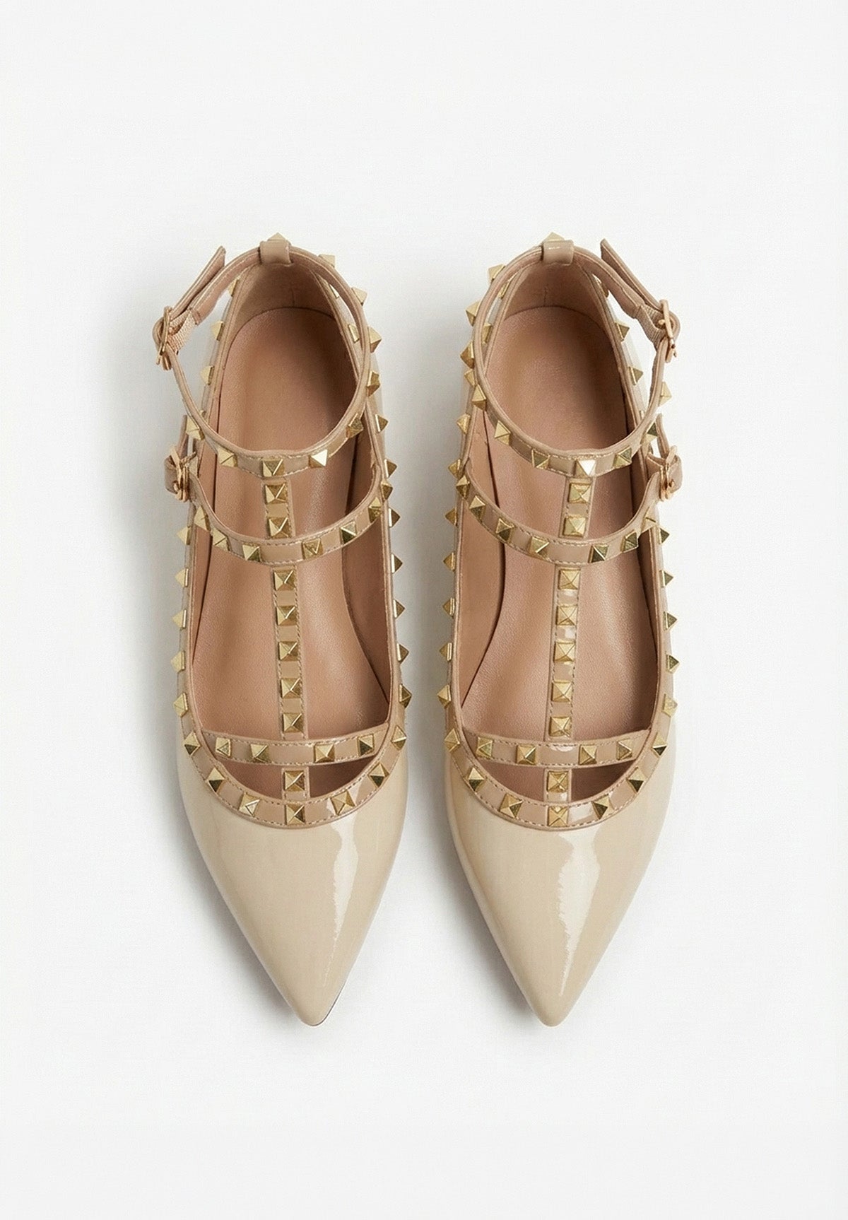 Classy Girl Cream Studded Flat Ballet Shoes