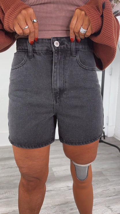 Daily Wear Denim Mom Shorts, Black