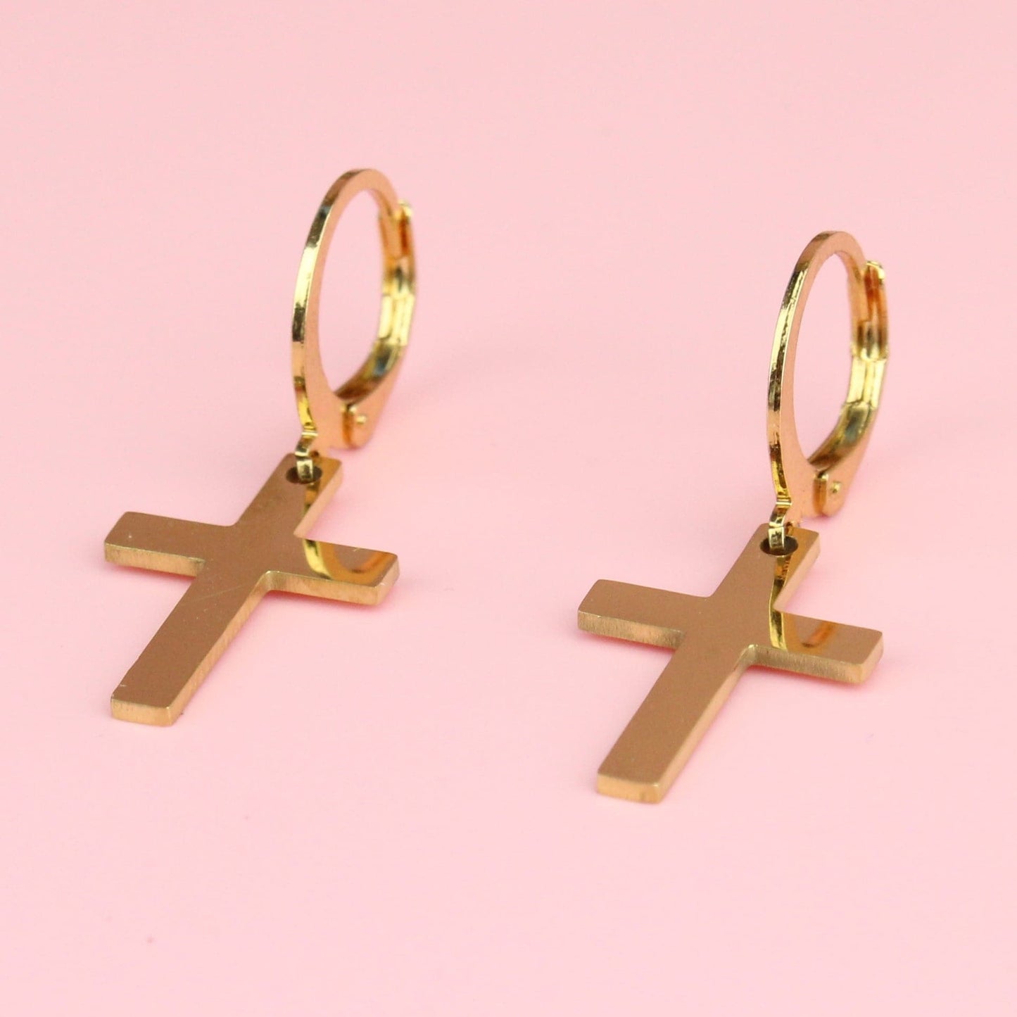 Cross Hoop Earrings (Gold Plated)