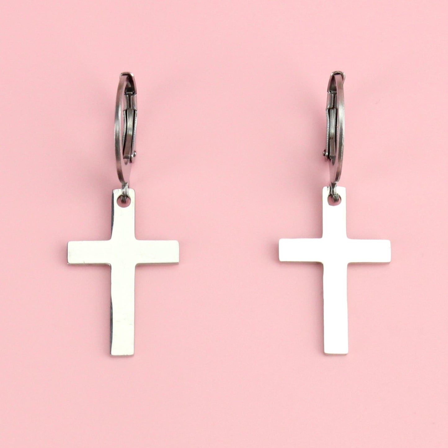 Cross Hoop Earrings (Stainless Steel)