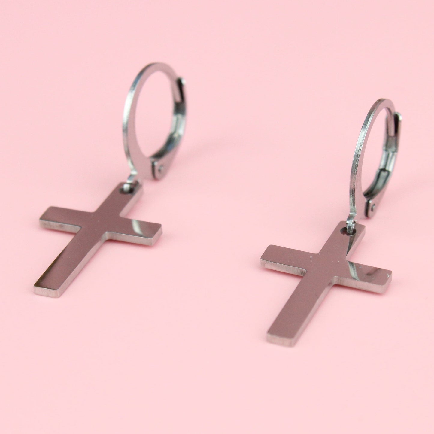 Cross Hoop Earrings (Stainless Steel)