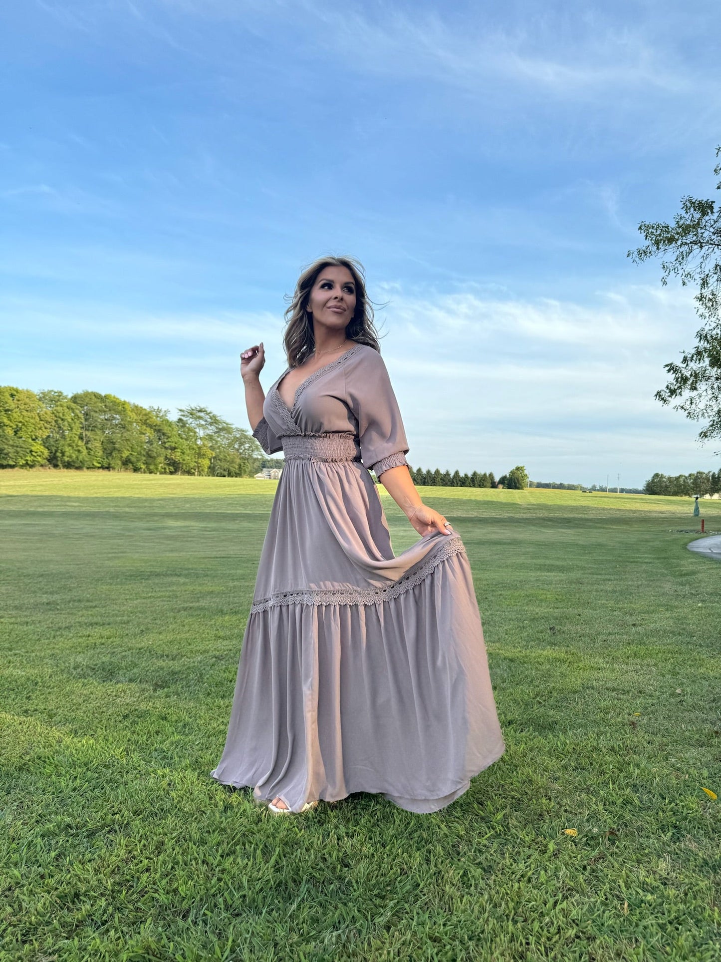 ECB Exclusive: Most Admired Maxi Dress , Taupe