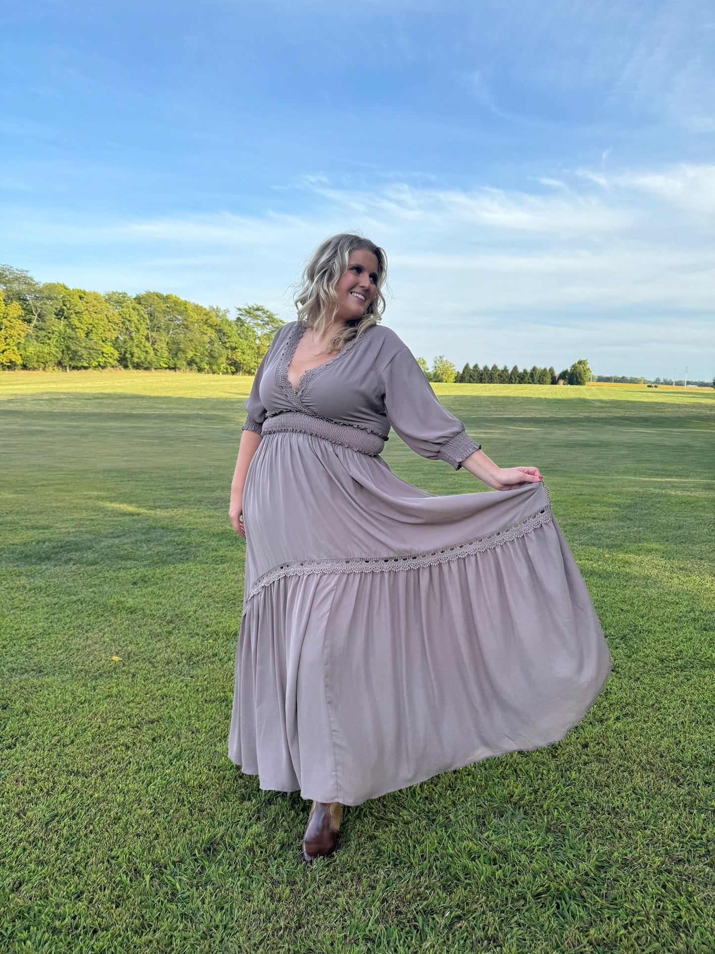 ECB Exclusive: Most Admired Maxi Dress , Taupe