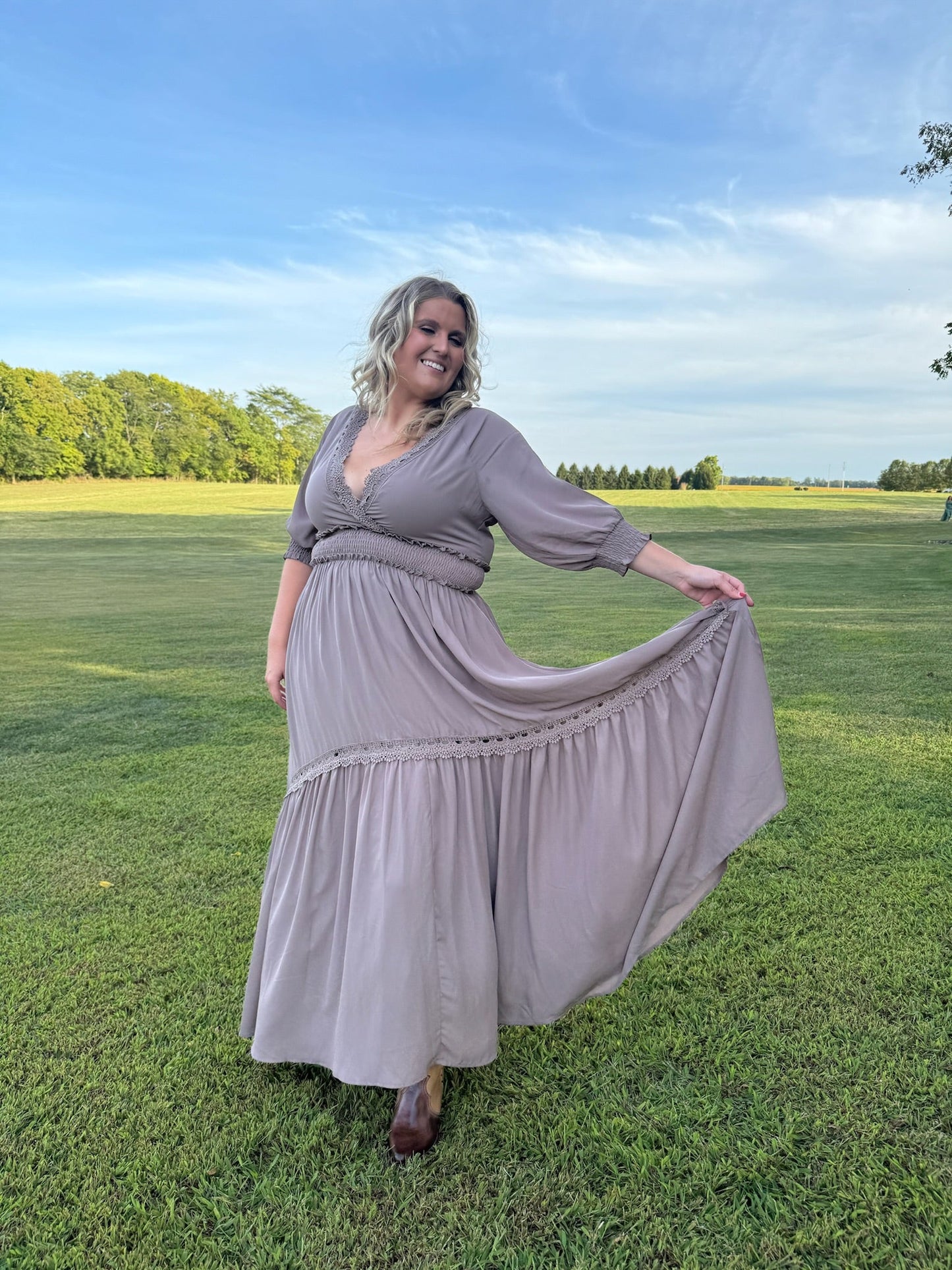 ECB Exclusive: Most Admired Maxi Dress , Taupe