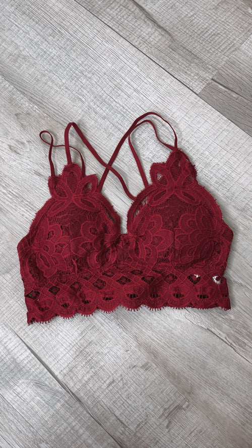 Opening Day Bralette, Burgundy